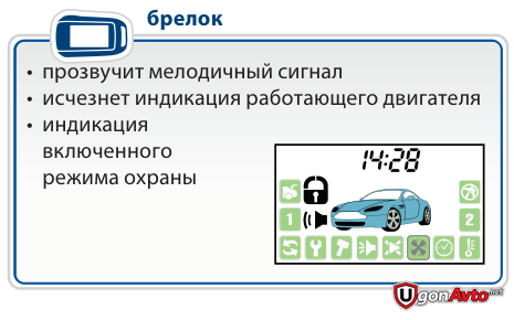 Подтверждение остановки двигателя на дисплее StarLine A92 Dialog