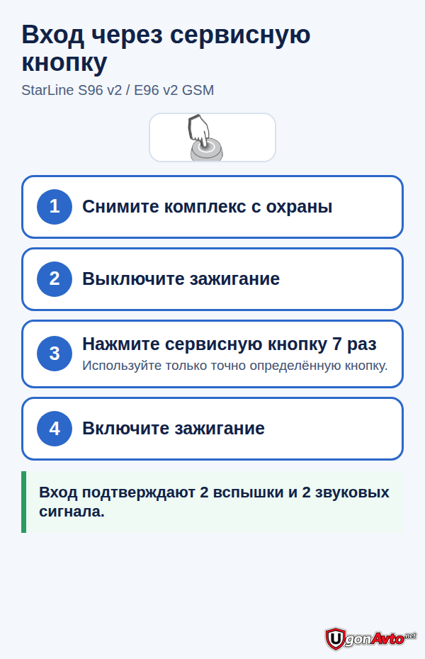 Вход в регистрацию через сервисную кнопку