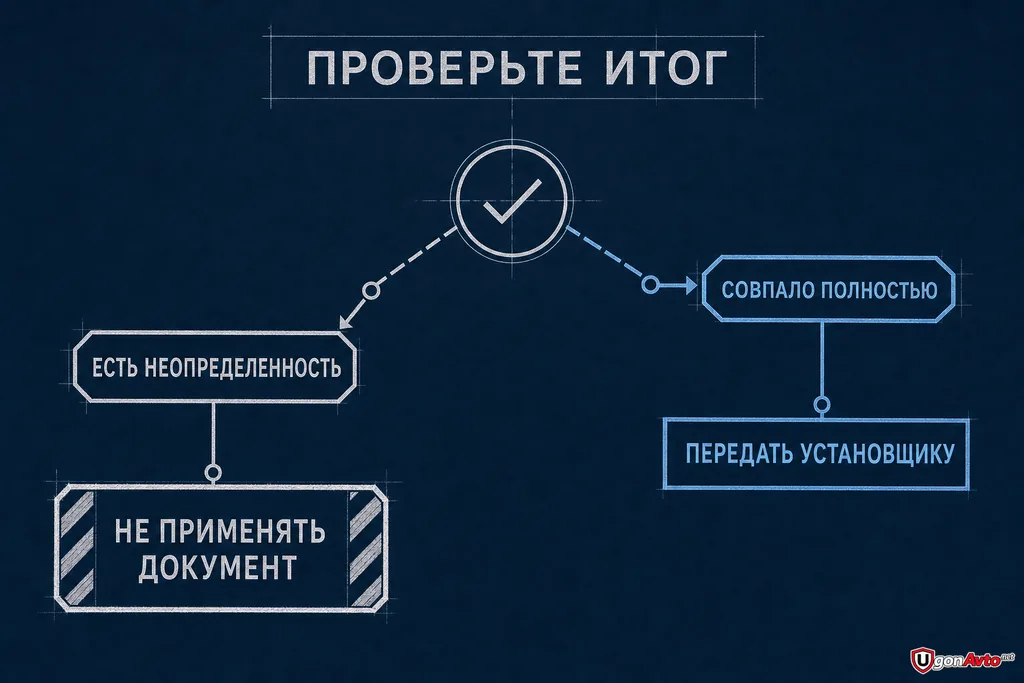 Шаг 3. При несовпадении документ не применяется, а задача передаётся установщику Шаг 3. При несовпадении документ не применяется, а задача передаётся установщику