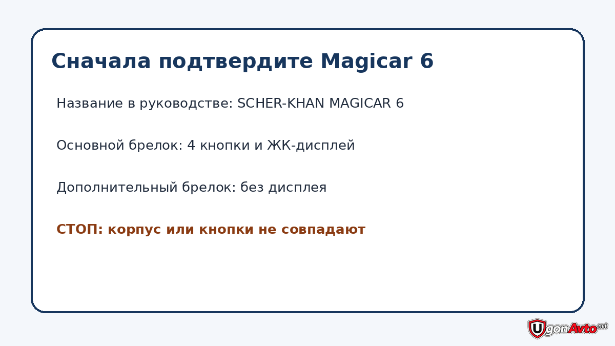 Как подтвердить точную модель Scher-Khan Magicar 6