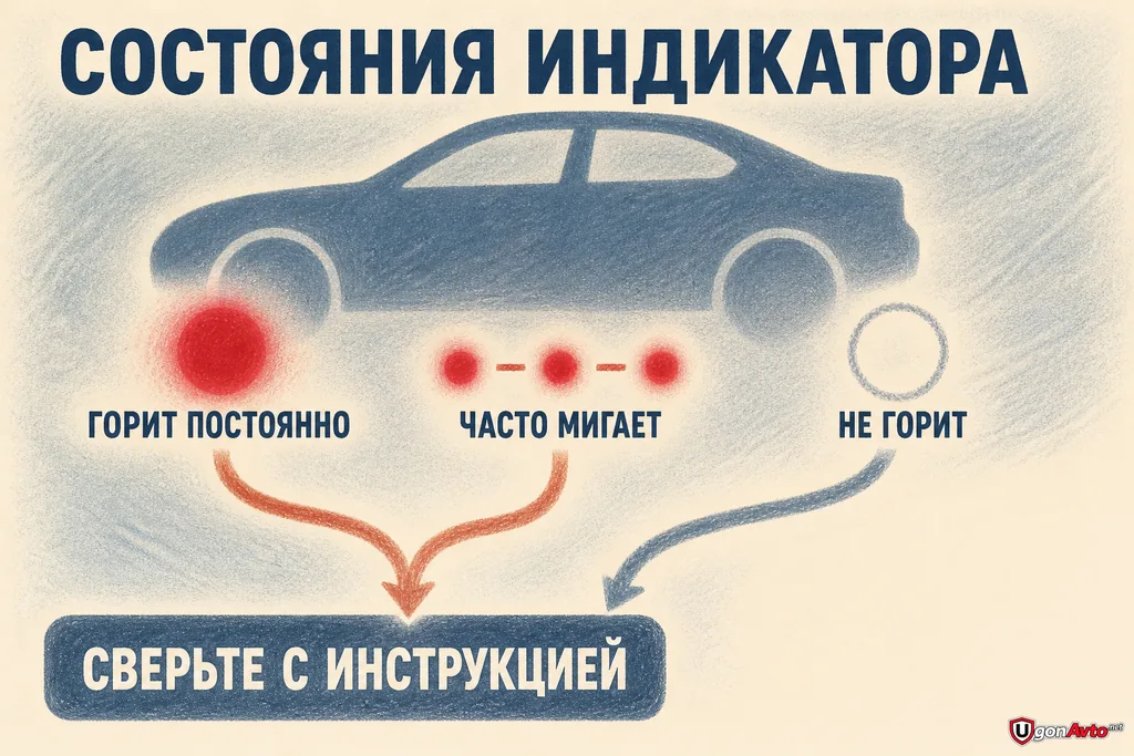Три наблюдаемых состояния индикатора и переход к инструкции установленной системы Три наблюдаемых состояния индикатора и переход к инструкции установленной системы