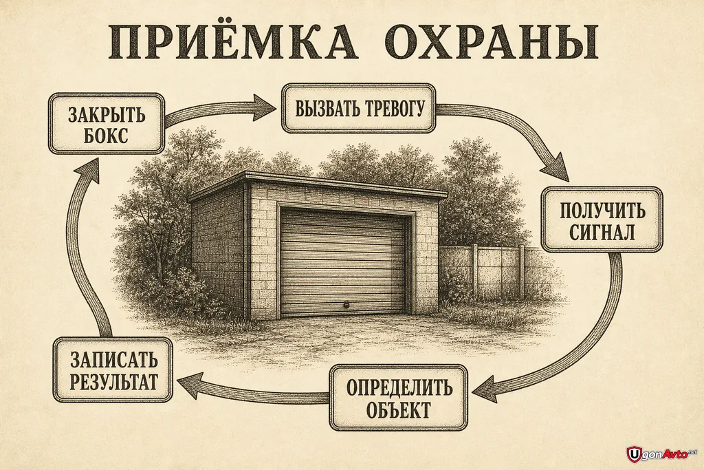 Последовательность приёмки охраны закрытого гаража Последовательность приёмки охраны закрытого гаража