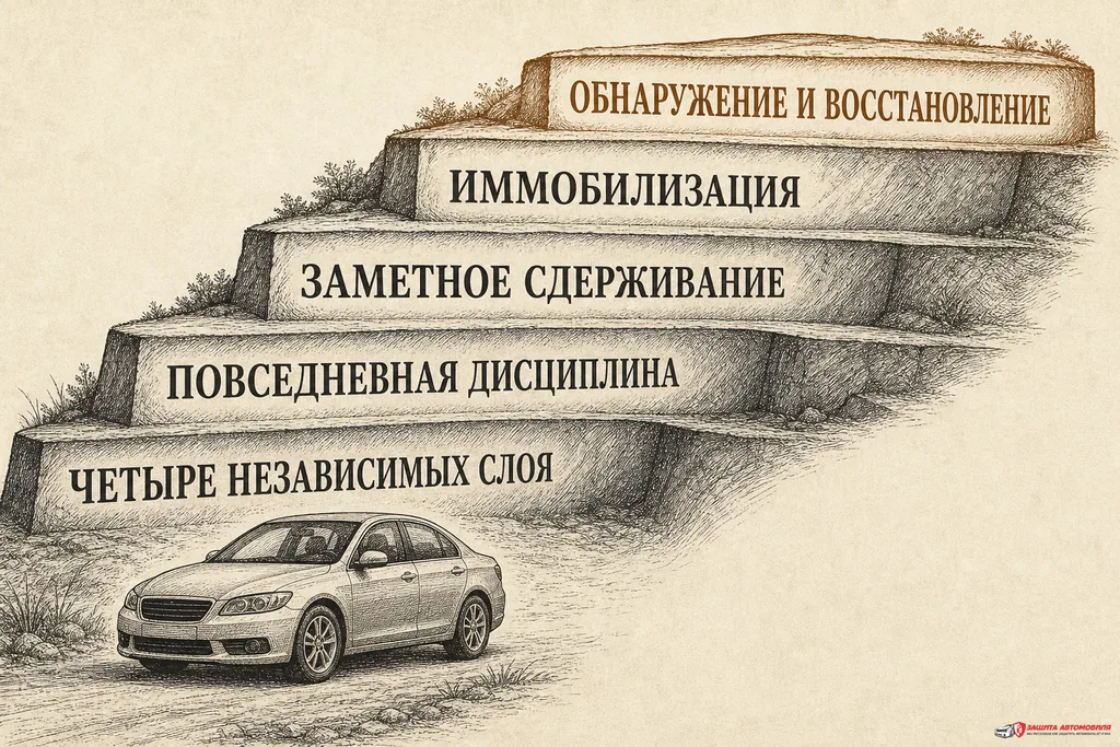 Четыре независимых слоя защиты автомобиля Четыре независимых слоя защиты автомобиля