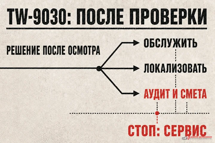 Выбрать обслуживание, локальный ремонт, аудит или замену по результатам проверки, а не по одометру. Выбрать обслуживание, локальный ремонт, аудит или замену по результатам проверки, а не по одометру.